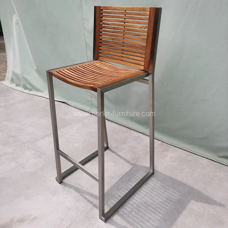 Napa Sampeyan Kudu Pilih Kursi Bar Bingkai Jati Stainless Steel Luar Ruangan Modern kanggo Patio Panjenengan Napa Sampeyan Kudu Pilih Kursi Bar Bingkai Jati Stainless Steel Luar Ruangan Modern kanggo Patio Panjenengan