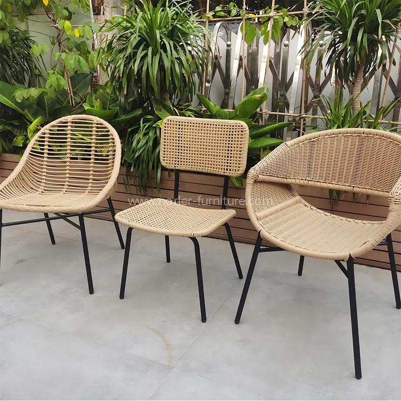 Kursi ruangan aluminium mewah Rotan Balkon